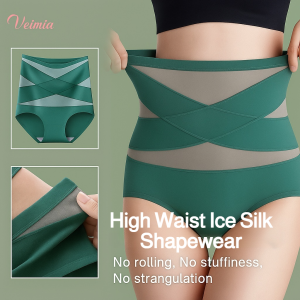 Body Shaping Pants Senseless Wear Crossover High Waist Ice Silk Shapewear Pants not Tight No Rolled Edges