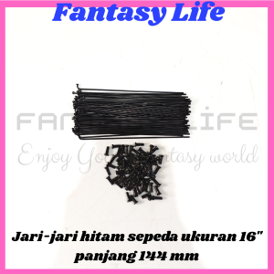 Fantasy Jari jari sepeda ukuran 16 warna HITAM spoke harga untuk 36pcs panjang 144 mm sepeda anak mini lipat