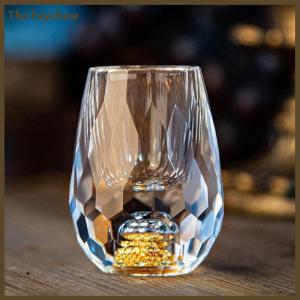 [The Fayshow] Luxury Glass Vodka Glass Sake Shochu Glass Bar Liqueur Double Bottom Foil Glass Tea Cup High-end Gifts Hard Liquor