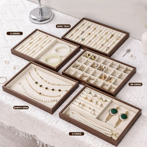 [SG] Wooden Jewelry Storage Box Tray Necklace Bracelet Earrings Fashionable Organizer Multi-Functional Jewelry Display Tray