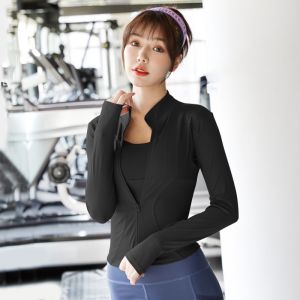 Sports Jacket Women Yoga Tops Zipper Long Sleeve Tight Fitness Running Clothes