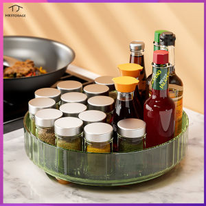 HKStorage 360 Rotating Spice Rack Organizer Seasoning Holder Kitchen Storage Tray Lazy Susans Home Supplies For Bathroom Cabinets