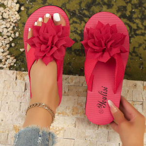 [Free Shipping] Plus-Size WomenS Summer Sandals Floral Flip-Flops Thick-Soled Sandals Casual And Versatile For Outdoor Wear Lightweight Beach Shoes