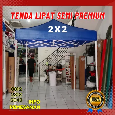 TENDA LIPAT 2X2 SEMI PREMIUM RANGKA PUTIH BAHAN COVER IMPORT