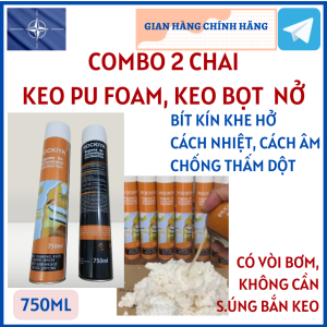 (COMBO 2 Chai x 750ml) Chai Xịt PU Foam Keo Bọt Nở Bịt Kín Lổ Cách Âm Cách Nhiệt Chống Thấm Rockiya/Fanxifoam/Apollo/Xtraseal (1500ml)