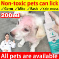 😻Doctor recommended😻Pet skin treatment spray 200ml Pet skin care spray Pet antibacterial spray Effective Solve the skin itching, fungus, moss, hair loss, herpes, Dog skin disease cure Mange treatment for dogs and cat Pet wound spray. 