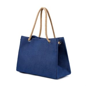 THOMA กระเป๋าสะพายไหล่แบบสั้น กระเป๋าถือสีทึบ กระเป๋าชายหาดถุง จุได้มาก กระเป๋าผ้าลินิน ลำลองแบบสบายๆ ซิปมีซิป Handba สไตล์ชาติพันธุ์ สำหรับผู้หญิง