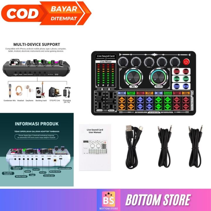 Sound Card F1 Sound Card F999 Audio USB External dengan Mic Mixer dan Bluetooth untuk ...