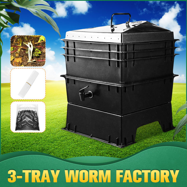 Worm Farm Kit 100L 5-Tray Worm Composter Bin - Indoor/Outdoor ...