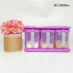 WADAH BUMBU DAPUR 3in1 Food Grade Free Sendok Kotak Tempat Penyimpanan Makanan Rak Bumbu Dapur Set Food Grade Kualitas Bagus Murah