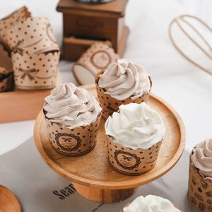 50Pcs Kraft Tulip Muffin Wrapper 3oz Greaseproof Muffin Liner Food Grade Kraft Paper Cup Baking Supplies