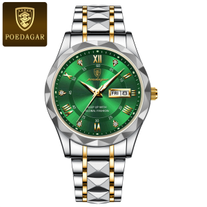 POEDAGAR Top Brand Luxury Man Wristwatch Waterproof Luminous Date Week Men Watches Stainless Steel Quartz Mens Watch
