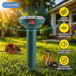 MLADEN Solar Powered Snake Rodent Repellent Buzzing Vibration Ultrasonic Rodent Repellent Outdoor Snake Insect  Repellent