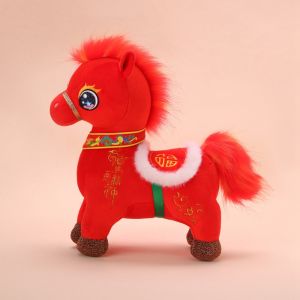 YOUSHI TOP PP Cotton Horse Mascot Stuffed Animal Chinese Style Soft Plush Horse Plush Doll Creative Collection Chinese Stuffed Horse Doll Chinese New Year Gift