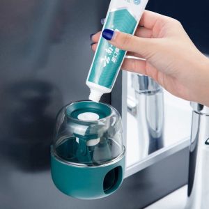 TALENTIN Transparent Automatic Toothpaste Dispenser Wall Mounted Hands-Free Toothpaste Squeezer Bathroom Accessories Toothpaste Holder Rak Ubat Gigi