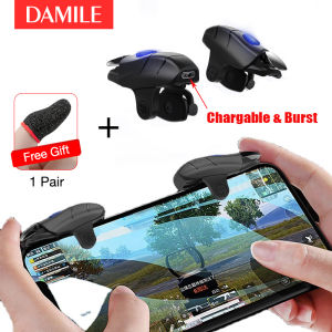 【Electric/Auto】DAMILE JS32 Fire Key Button Gamepad Joystick Controller L1+R1 for PUBG Gamepads Mobile Game Controller Trigger Aim Button Shooter Joystick for PUBG