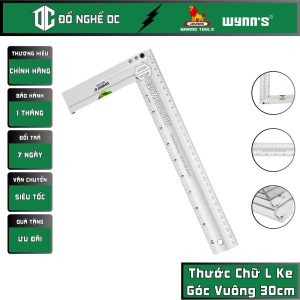 Thước Chữ L Ke Góc Vuông Thước Vuông Góc Cân Bằng 30cm W3372A Wynns Nhôm trắng không rỉ làm vạch chia lấy dấu