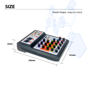 4 Channel Audio Mixer 48V Phantom Power Supply DJ Audio Mixer Recording Original System with Bluetooth Usb Mixer Interface MP3 Playback KTV Outdoor Performance Party