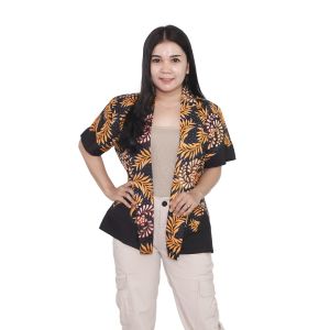 Atasan Batik Outwear Bolero Jumbo Over Size Kerja / Blouse Big Size Batik Wanita S-M-L-XL-2L-3L-4L-5L-6L-7L Blus Jumbo Kerja Seragam Batik / Outer Atasan Batik Kantor Formal OverSize Bahan Katun / Pakaian Batik Kekinian LD 140 / Oralia