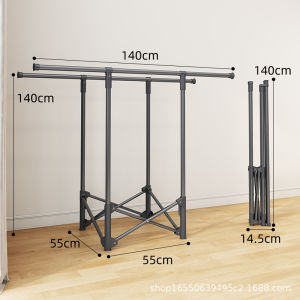 Indoor Household Floor-standing Foldable No-installation Single Rod Bedroom Clothes Rack Small Apartment Balcony Clothes Drying Rack