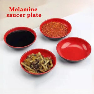 1/5Pcs Round Sauce Dishes Red Black Melamine Plate Seasoning Dishes Sushi Dipping Bowl Fruit Snack Plate Kitchen Accessories