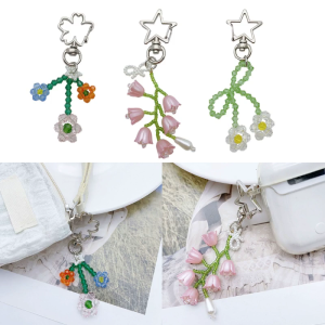 Colorful Keychain Countryside Style Keyrings Handmade Beads Keychain Durable Material for Detail Oriented Individuals