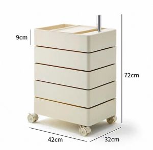 Ⓜ️ZEROIDEASⓂ️ Movable Rotating Tray Cart Trolley with Lockable Wheel Office Rotating Drawer Side Table with Rotating Drawer Movable Coffee Table Bedside Table Sofa Side Table Movable Snack Storage Trolley Makeup Storage Box Stationery Storage Box