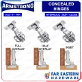 ARMSTRONG Concealed Hinges Full Overlay | Half Overlay | Inset | Soft Close Hydraulic 1PAIR. 
