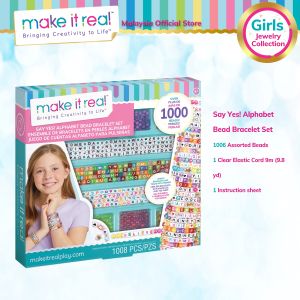 Make It Real Say Yes! Alphabet Bead Bracelet Kit Set (1742) Girls Friendship Charm Bracelet Kit