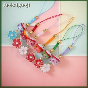 tuokaiguoji Ceramic Cherry Blossom Scarf Lucky Cat Mobile Phone Strap Keychain Creative Cute Colorful Bead Backpack Pendant Accessories