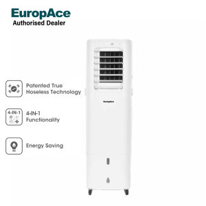 EuropAce 4-in-1 Hoseless Air Cooler with Air Con Compressor | EHAC18DH2WH | Hybrid Cooling Technology 60% Energy Savings 3 to 7x More Powerful (18K BTU of Cooling Power)