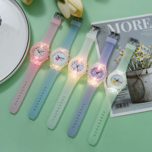 Jam Tangan Wanita Korea Style Asli Tahan Air New Model Fashion Impor Luminious Bercahaya Menyala Tempat Gelap Premium Original Rubber Elastis Stainless Steel Titanium Anti karat Kaca Tebal Taha Gores Aksesoris Arloji Women Watches Remaja Kekinian -J65