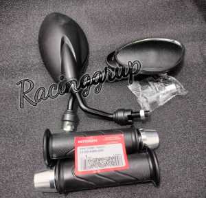1paket Spion x1 plus handgrip sisik jalu stang pcx chrom bisa untuk motor honda dan yamaha
