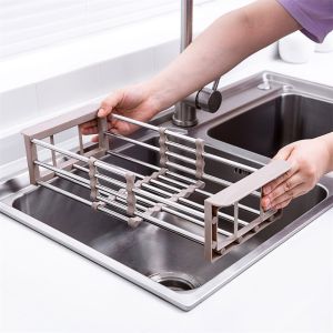 CNMF Bồn Rửa Chén Nhà Bếp Giỏ Đựng Chén Bát Bằng Thép Không Gỉ Có Thể Thu Vào Cống Thoát Nước-Rửa Chén Trong Bồn Rửa