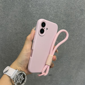 Luxury Candy Color Soft Silicone Case for iPhone 16 15 14 Plus 13 12 11 Pro Max Lanyard Strap Rope Cord Shockproof Rubber Cover