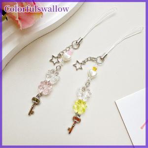 Colorfulswallow Ngọt Ngào Bốn Lá Clovers Đính Cườm Điện Thoại Quyến Rũ Cho Phụ Nữ Cô Gái Dễ Thương Tinh Tế Keychain Mặt Dây Chuyền Điện Thoại Thời Trang Dây Buộc Quà Tặng