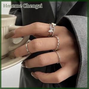 Hmeme Butterfly Metal Punk Rings Cool Adjustable Index Finger Ring Fashion Knuckle Jewelry For Women Teen Jewelry Gifts Accessories