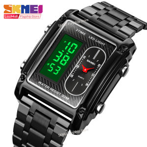 SKMEI NEW Fashion Watch For Men Leather Mouse LED Luminous Date Watch Dual Display Electronic Watch 1868