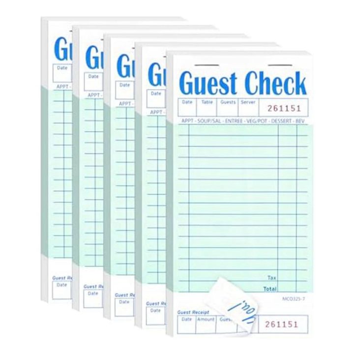 Server Note Pad Sample 5 Pack Server Note Pads for Restaurant Green Waiter Checkbook ...