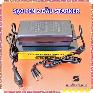 Sạc pin nhanh đa năng 2 đầu STARKER Đức dùng cho các loại chân pin phổ thông có quạt tản nhiệt Thợ Săn Máy Ngon