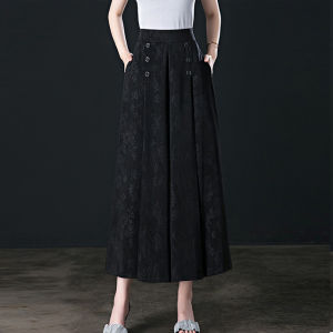 Womens summer highwaisted ice silk printing skirt pants casual pants highwaisted thin drape pants