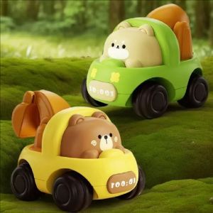 ZEEMIN Baby Car Toy Inertia Cartoon Animal Engineering Vehicle Press Go Cartoon Truck Toys Pull Back Cars Toys for 1 2 3 Year Boys Gift