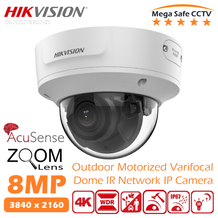 Hikvision 8MP Outdoor AcuSense Motorized Varifocal Dome IP Network ...