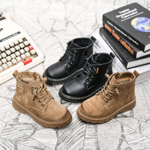 LUQUTCR Girls Boots New Autumn Winter Leather Boys Martin Boots Ankle Waterproof Kids Fashion Short Boots Childrens Sport Shoes