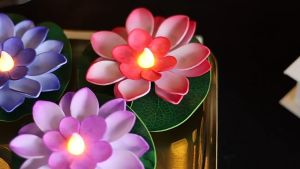 10cm Lotus Artificial Flower EVA Floating Fake Lotus Plant Water Lily for Pond Garden Home Decoration Buddhist Offerings