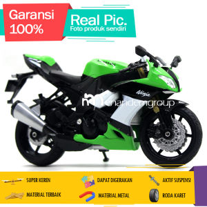 Diecast Miniatur Mainan Motor Balap Kawasaki Ninja ZX-10R 2009 Besi Metal Aktif Suspensi