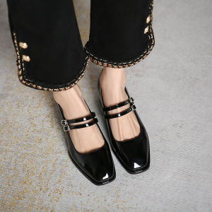 [Free Shipping] New Winter Collection: Fashionable Square-Toe Chunky-Heel Single-Strap Solid-Color High-Heeled Shoes For Women