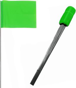 100 Pack Marking Flags 4-Inch by 5-Inch Stake Flags with 16-Inch Wire Staffs (Green)