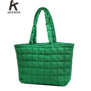 Womens Quilted Rhombus Pattern Tote Bag Autumn Winter Stylish Top-handle Shoulder Bag Perfect for Casual and Formal Wear