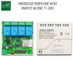 Mô Đun Rơ Le WIFI RF 10A DC 5V 4CH 4 Kênh Điều Khiển Từ Xa Bằng Ứng Dụng Điện Thoại Android IOS
